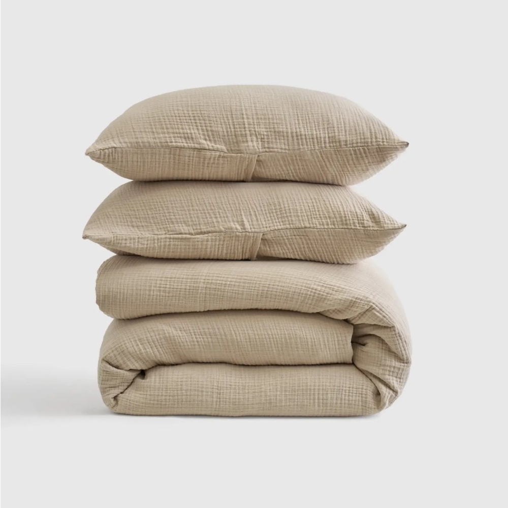 NWT Organic Airy Gauze Duvet Cover Set Dune Twin